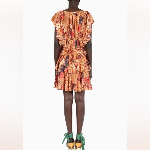 Ulla Johnson Ayla Mini Dress SILK Flutter Floral Tropical Ruffle NEW NWT Size 8 - Picture 3 of 17